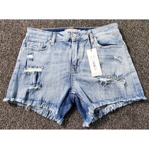 Just USA Denim Shorts Women's 29/8  High Rise Blue Jean Distressed Fray Hem NWT